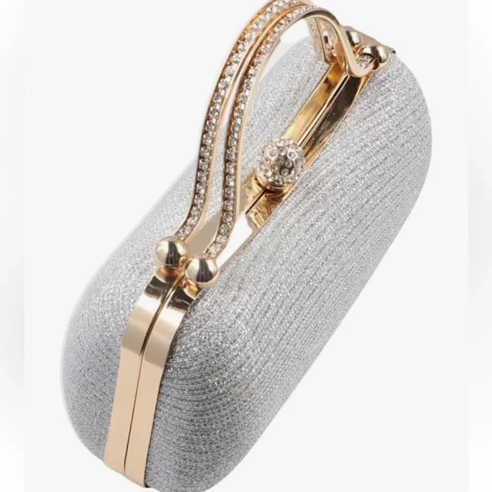 NEW rhinestone evening bag with removable chain strap - Picture 5 of 11